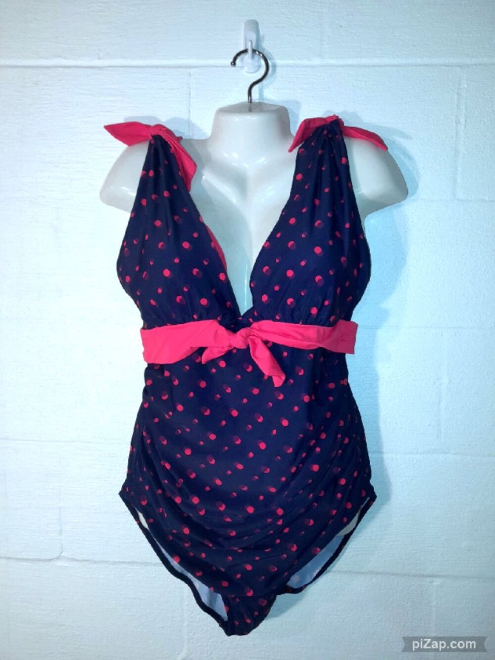 Mazu Swim Women's Sz 18W One Piece Plus Size Bathing Suit Swimwear Navy Pink